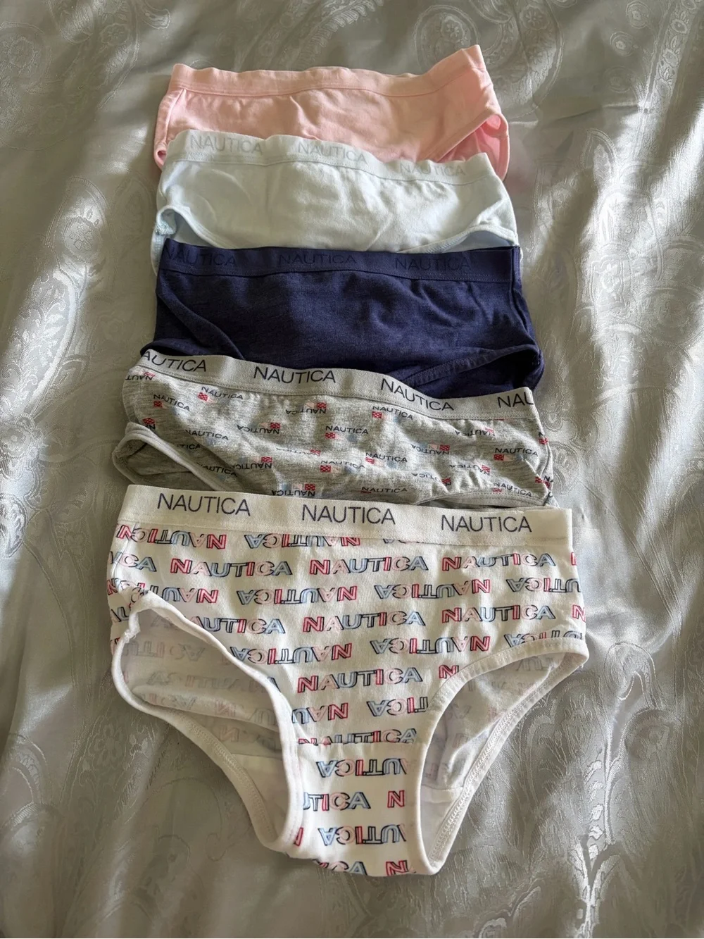 NWOT- Nautica  Girls 5-Pack Cotton Briefs - Pink, White, Navy, Gray, Patterned